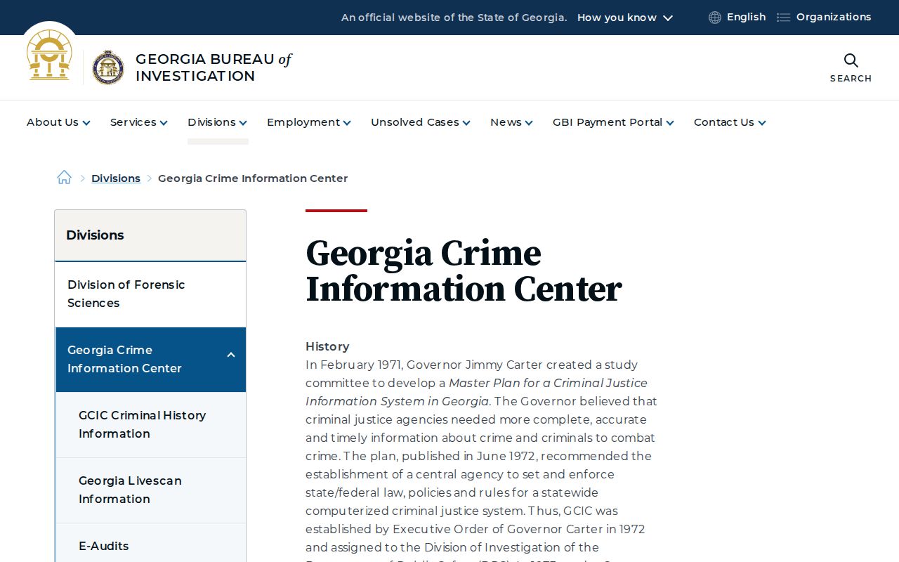 Georgia Bureau of Investigation GCIC criminal history repository