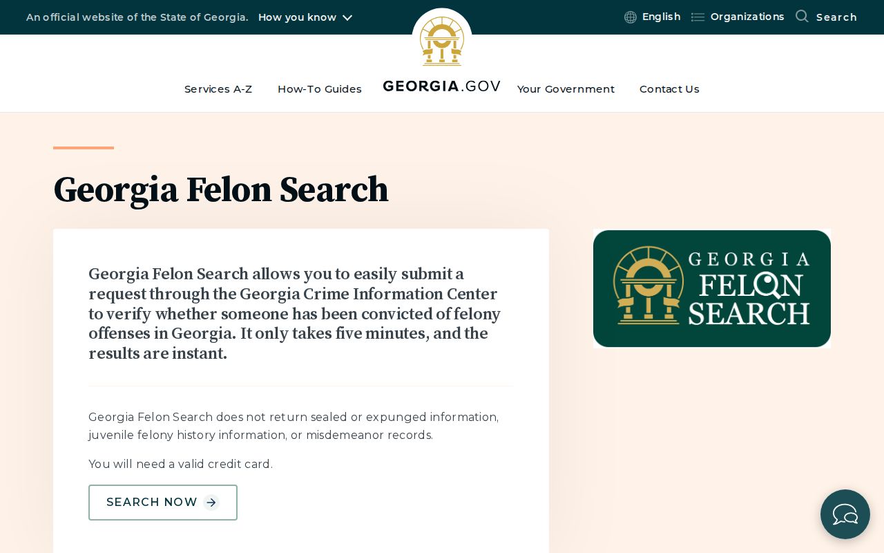 Georgia Felon Search public felony conviction portal