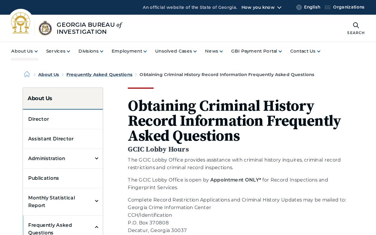 GBI explanation of Georgia criminal history contents and dispositions