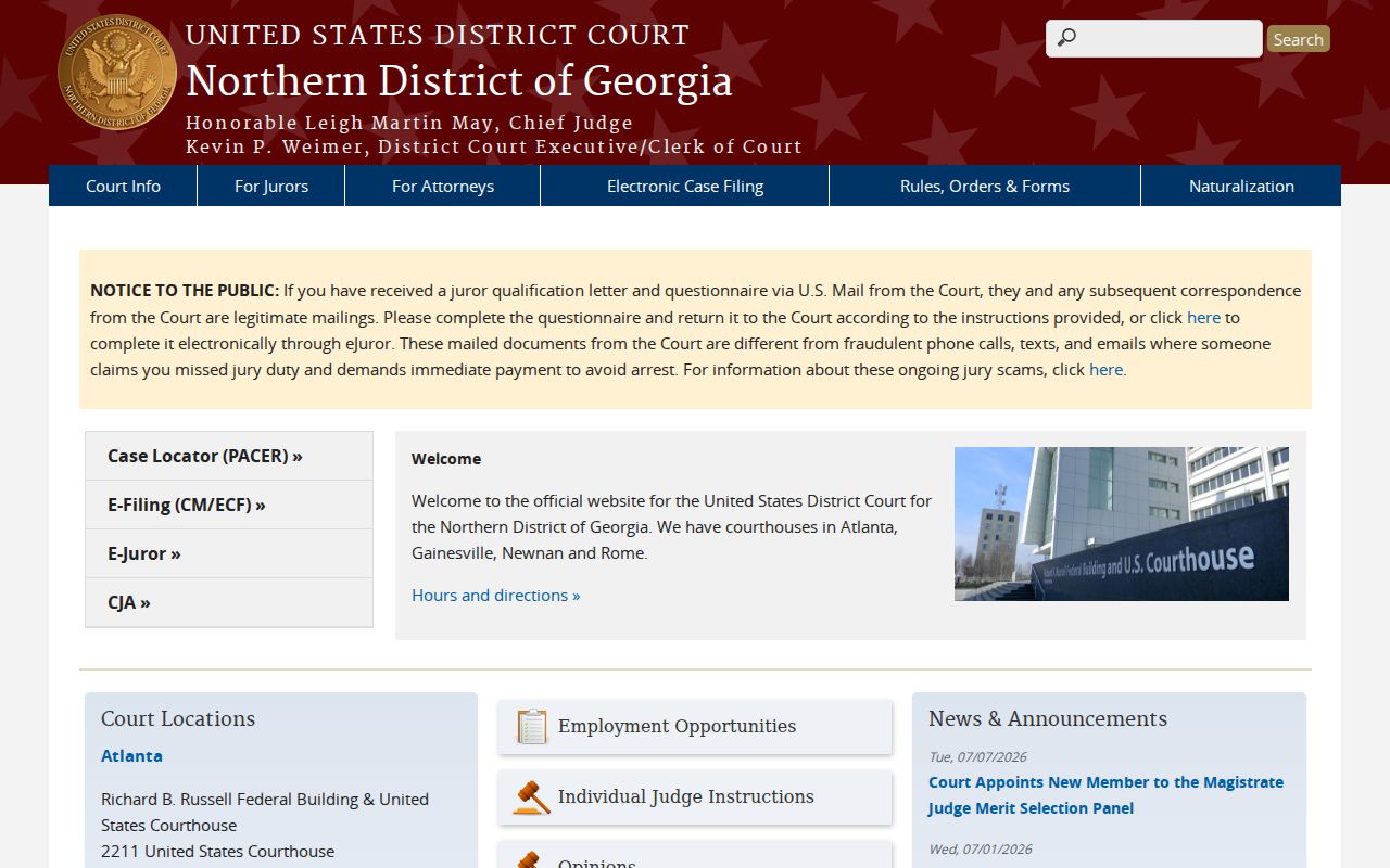 Coweta County registry record and Northern District of Georgia court source