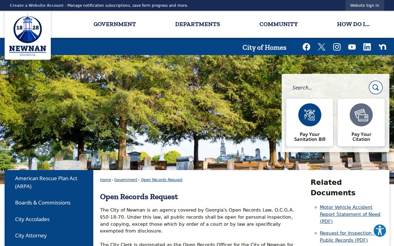Newnan criminal record open-records request details